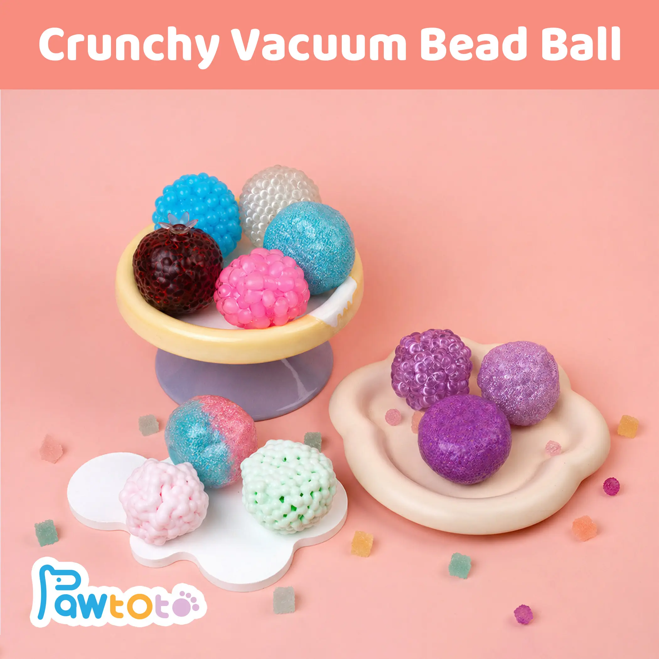Pawtoto Handmade Crunchy Vacuum Bead Stressball Soft Sensory Toy & Stress Relief #Summervibes, Squishy Balls, Decompression Ball