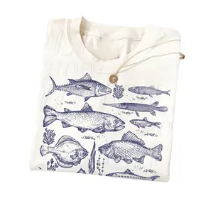 Fish Tattoo Style Vintage 90s Tshirt, Retro Y2k Fisher Shirt, Fish Shirt For Men, Bass Lovers, Fisher Gifts, Ocean Apparel, Unisex Cotton Crewneck T-Shirt - Medium, Short Sleeve, Casual Streetwear Printed Tee Menswear Hoodie