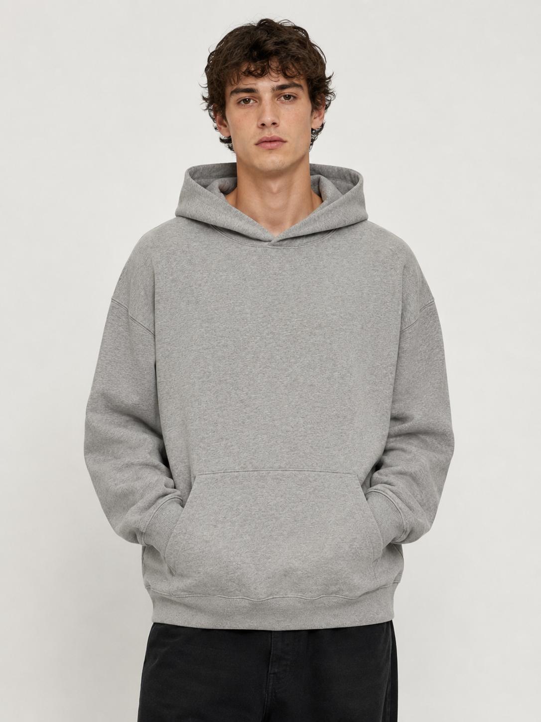 Men's Dark Gray Oversized Hoodie, Soft Casual Pullover with Kangaroo Pocket, Loose Fit Everyday Sweatshirt