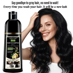 Goiple 3-in-1 Black Hair Dye Shampoo with Ginseng Herbal Formula 200ml Gentle Cleanser Conditioner for Salon-Quality Results Radiant Silky Cleansing
