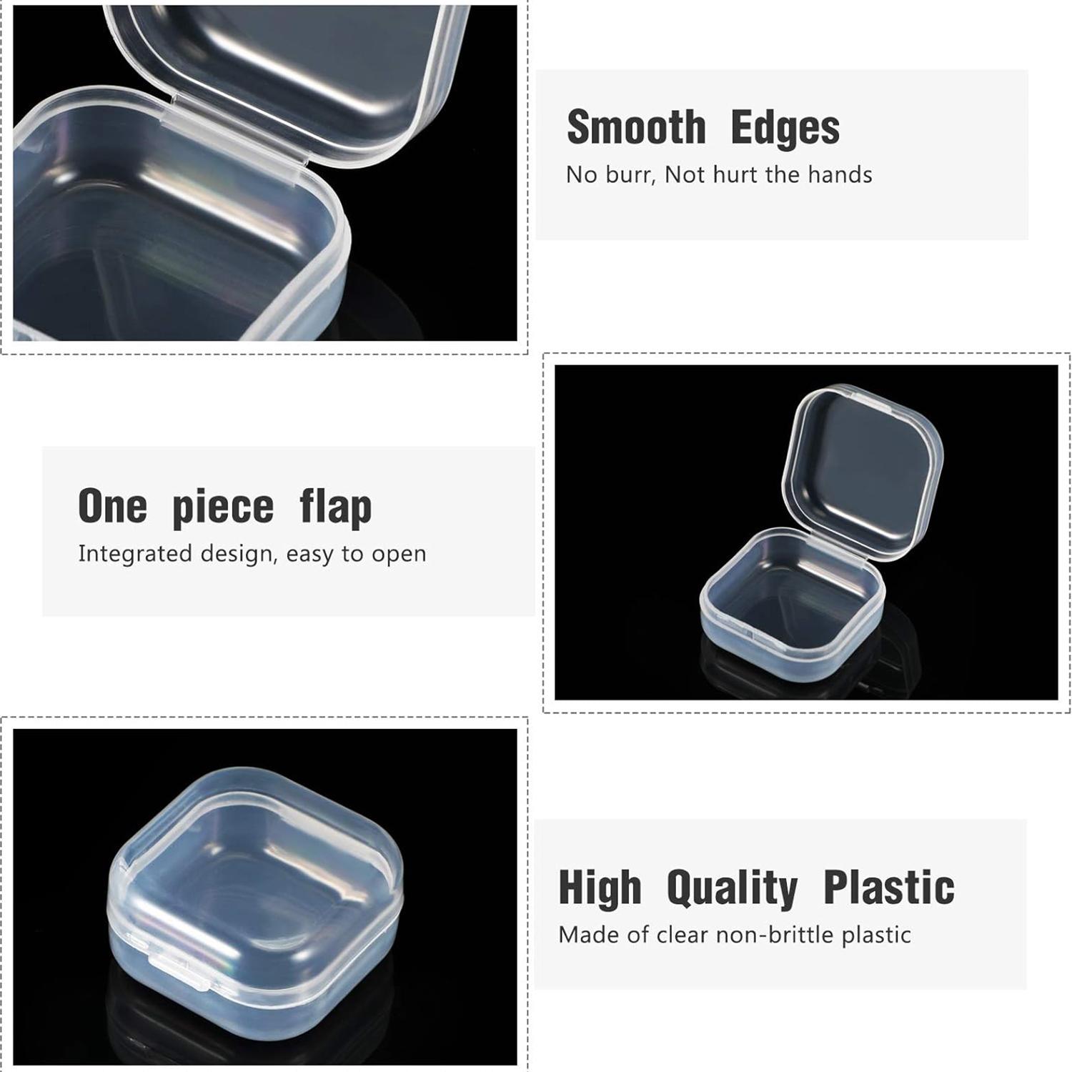 1 Pieces Rectangle Clear Plastic Containers Transparent Beads Storage Containers Box Jewelry Storage Box Case with Hinged Lid for Small Items Beads Jewelry