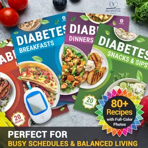 5 Pcs Diabetes Food List & Meal Planner & 80 diabetic-friendly Recipes– Printable Low GI Chart, Calorie & Carb Guide, Glycemic Index for Diabetics Type 1 & 2