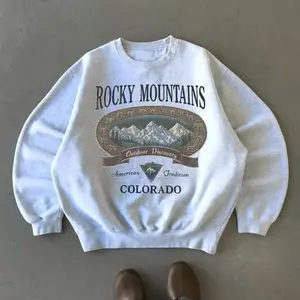Retro Rocky Mountains Sweatshirt, Vintage 90s Colorado Graphic Crewneck, Mountain Pullover Gift, Nostalgia Hiking Old School Gift E