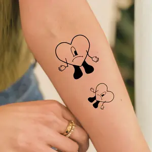 Heart Tattoo, Sad Heart Singer Tattoo Sticker Can Last For 2-3 days, Bunny Funny Tattoo, Gift For Fan