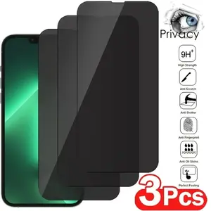 3pcs Full Cover Privacy Screen Protector Tempered Glass For IPhone 16 Pro Max Plus/iPhone 15 Pro Max Plus/iPhone 14 Pro Max/iPhone 12 Pro Max/11 Pro Max Privacy Protection Glass For IPhone X/XS Max/XR 9H Anti Fingerprint