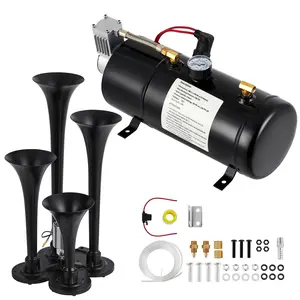 GARVEE Train Horn Kit 4 Horns 12V, 150 DB truck Air Horn Kit with 0.8 Gallon Tank &150 PSI Air Compressor, Train Horns for Pickup Trucks, Car, Motorcycle, Semi, Jeep, RV, SUV