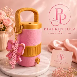Designer-Inspired Pink Drinkware Can Cooler Gift Set, Kitchenware Vacuum Flask-Compatible Accessory