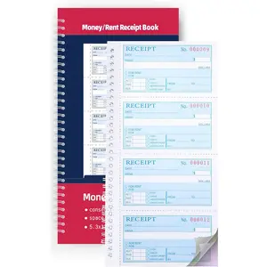 Receipt Books with Carbon Copies, and Rent Receipt Book,3-Part Carbonless,5.31" x 11.22",Receipt Book for Small Business,Blue,Yellow and  Copy,100 Sets Per Book