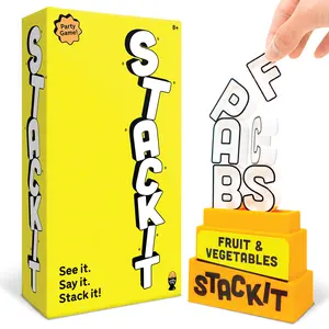 Lucky Egg Stack It – Hilarious Stacking Family Games for Kids and Adults | 160 Categories, 20 Letters, Timer & Base | Fun Party Games and Board Games for Family Night for Ages 8+ | 2-8 Players