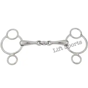Horse Universal Gag Bit Snaffle 3 Ring Mouth Piece Lozenge Fat All size Stainles