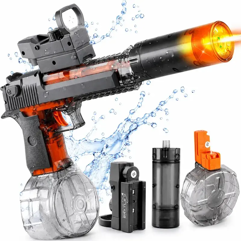 Unisex Electric Water Gun Toy with LED Light Effects, Rechargeable Automatic Summer Water Blaster with Large Capacity