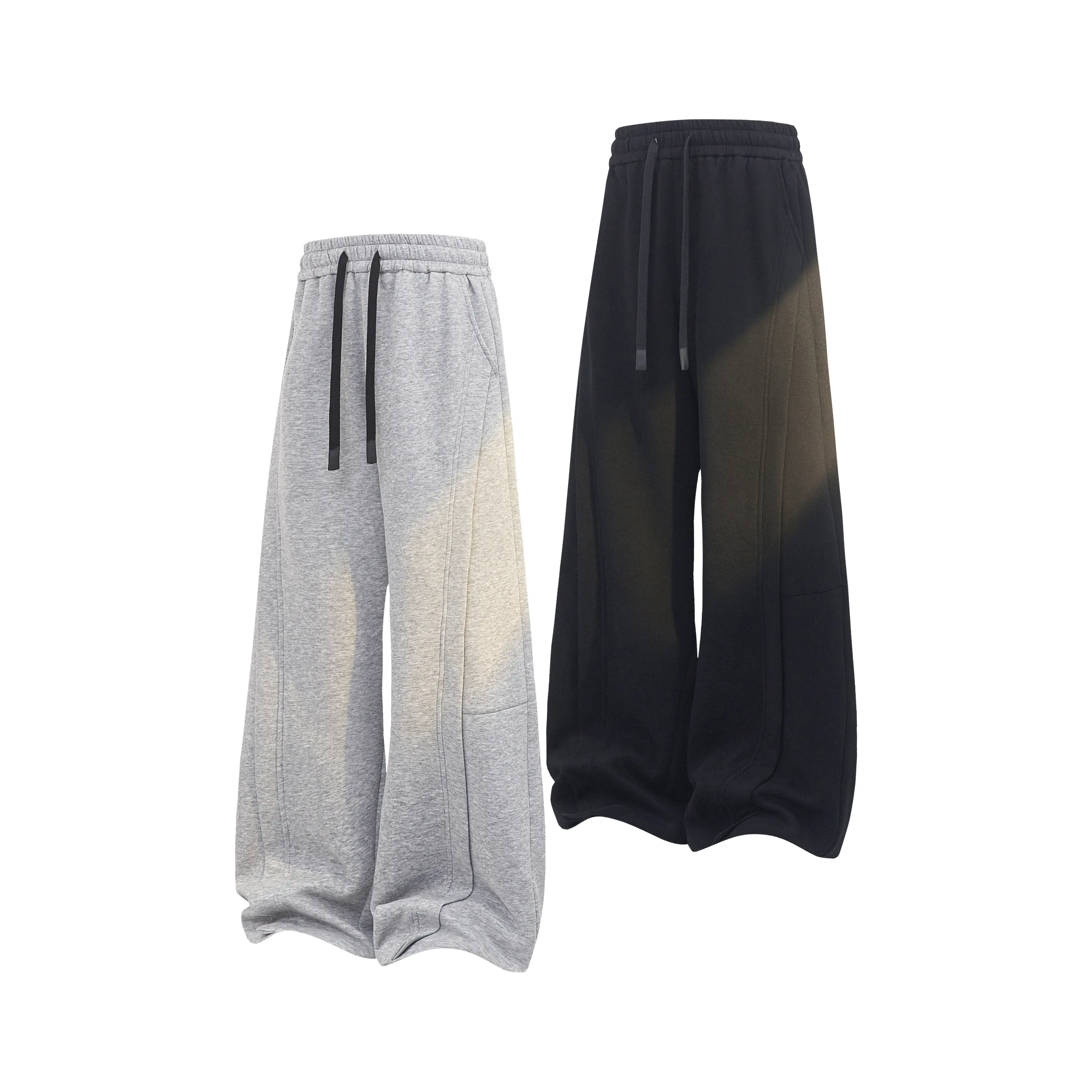 Oversized Wide Leg Sweatpants for Men & Women, High Waist Elastic Drawstring Casual Track Pants, Soft Cotton Blend Loose Fit Streetwear Jogger Trousers with Back Pocket