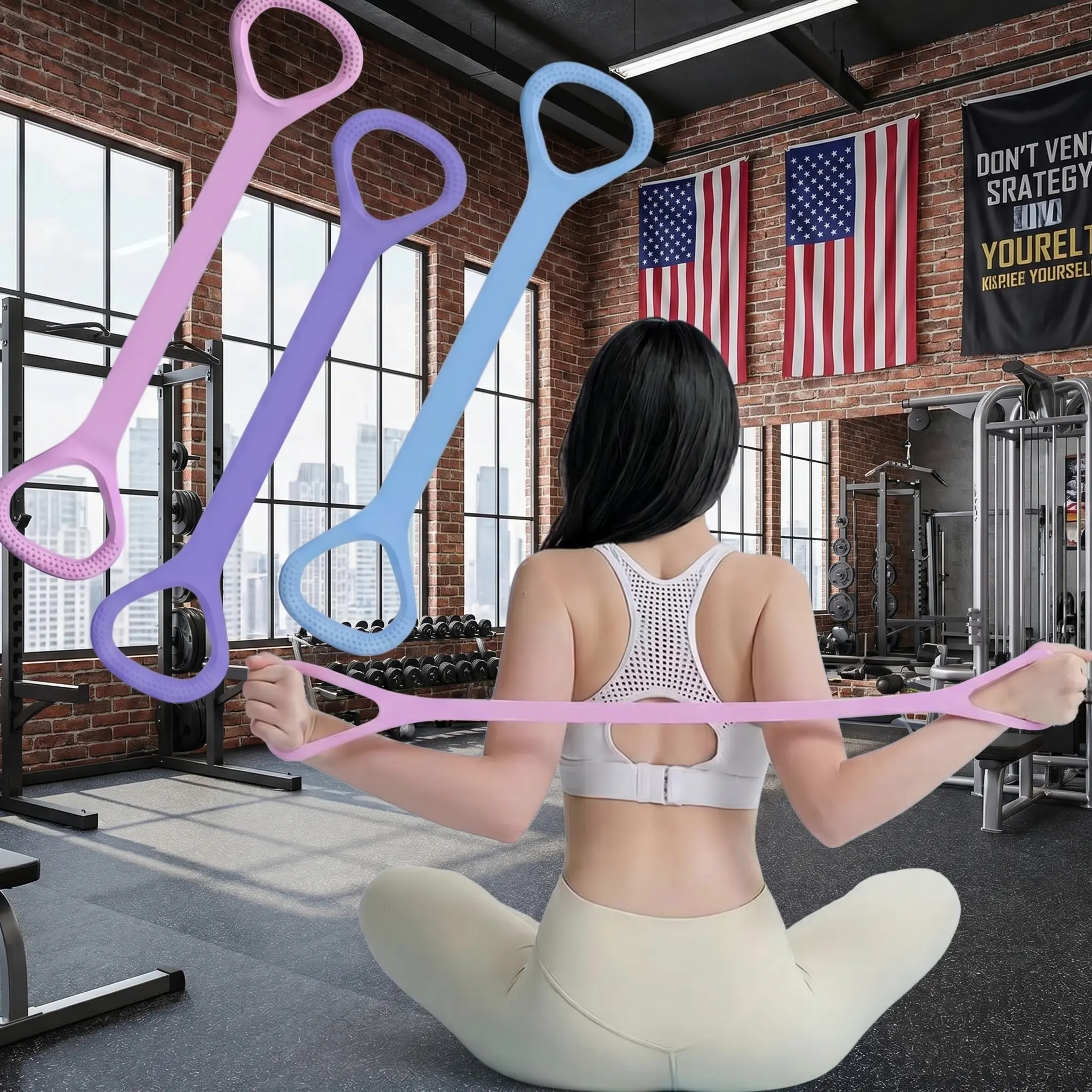 Figure-8 Elastic Resistance Band with Slip-Resistant Dual Handles, 25 lb Workout Gear for Toned Arms, Women's Home Workout Essential, Elastic Training Band, Arm Workout For Woman