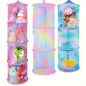 Stuffed Animal Storage Net, 4 Compartments Hanging Mesh Toy Storage Hammock, Toy Organizer for Home Bedroom Dormitory Dormitory, Hangable, Mesh Baskets
