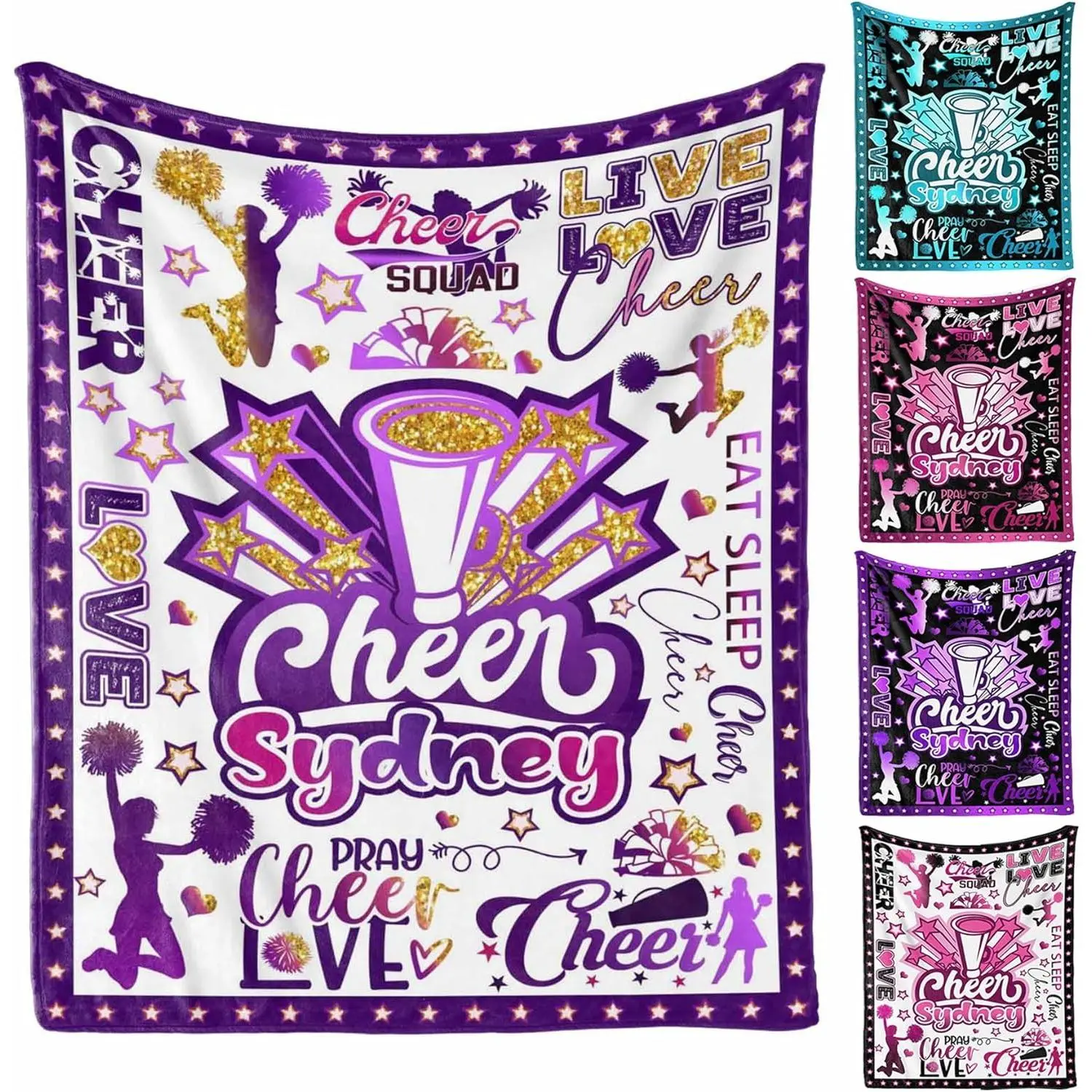 Personalized Cheerleader Gift for Her | Custom Cheer Squad Throw Blanket with Name | Soft Gift for Cheer Captain | Game Day Blanket | Cheerleading Birthday Present