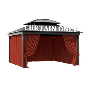 Curtains Only – 12x12 FT Outdoor Gazebo Replacement Curtains, Waterproof, 4-Panel Privacy Sidewalls with Hanging Rings & Double Zipper, Frame Not Included, Patio Backyard