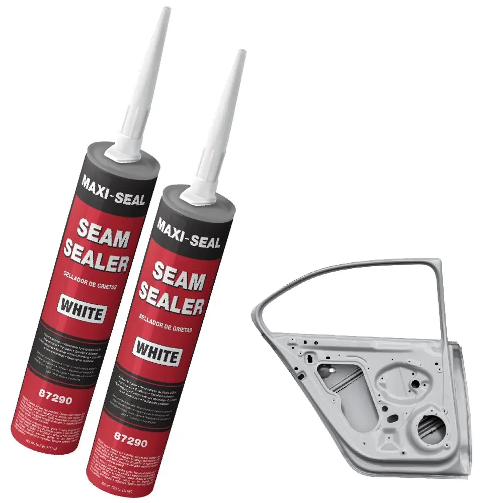 Maxi-Seal White Rapid-Curing Silicone Automotive Seam Sealer Adhesive, 10.5oz Tube - Single-Component Polyurethane Auto Body Sealant for All Vehicles, Body Repairs, Metal Surfaces with All-Weather Protection