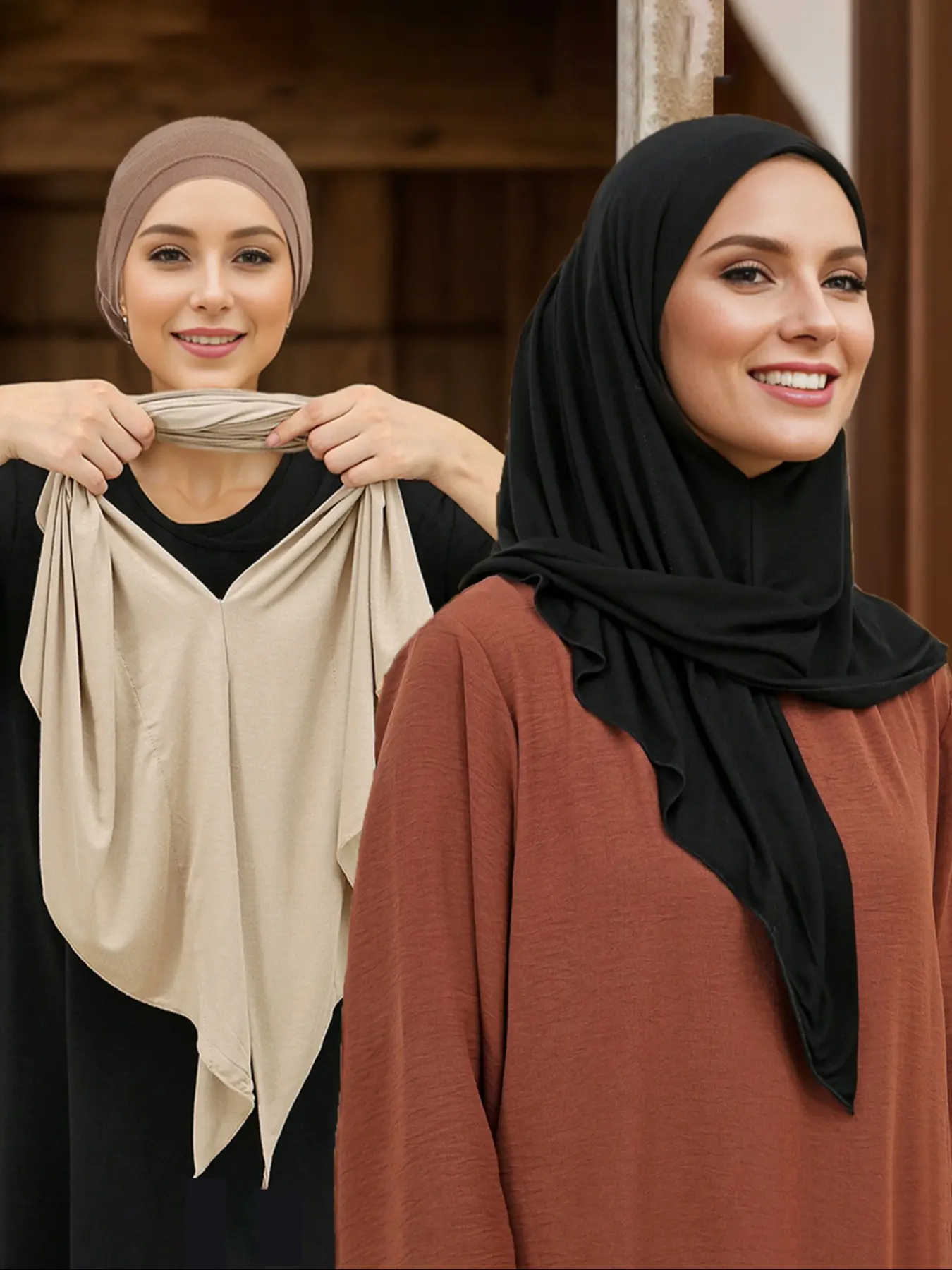 2pc Women's Plain Color Convenient Head Scarf, Easy Wear Stitched Pullover Triangle Shawl, Sun Protection Breathable Classic Turban, Turban Hijab, Modesty Muslim For Muslim, Muslim Headscarf Cover