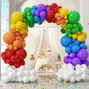 164pcs Colorful Balloon Arch Kit with Red Purple Yellow Blue Orange White Lime Green Balloons for Graduation Baby Shower Colorful Birthday Party Decorations