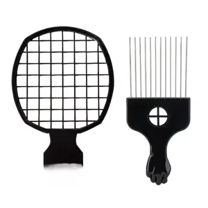 Upgraded Hair Twist Comb Hair Sponge Brush and Metal Afro Hair Pick Comb Set for Black Men Women Curls, 2 In 1 Afro Hair Coil Pick Combs Curl Brush (2 Pcs)