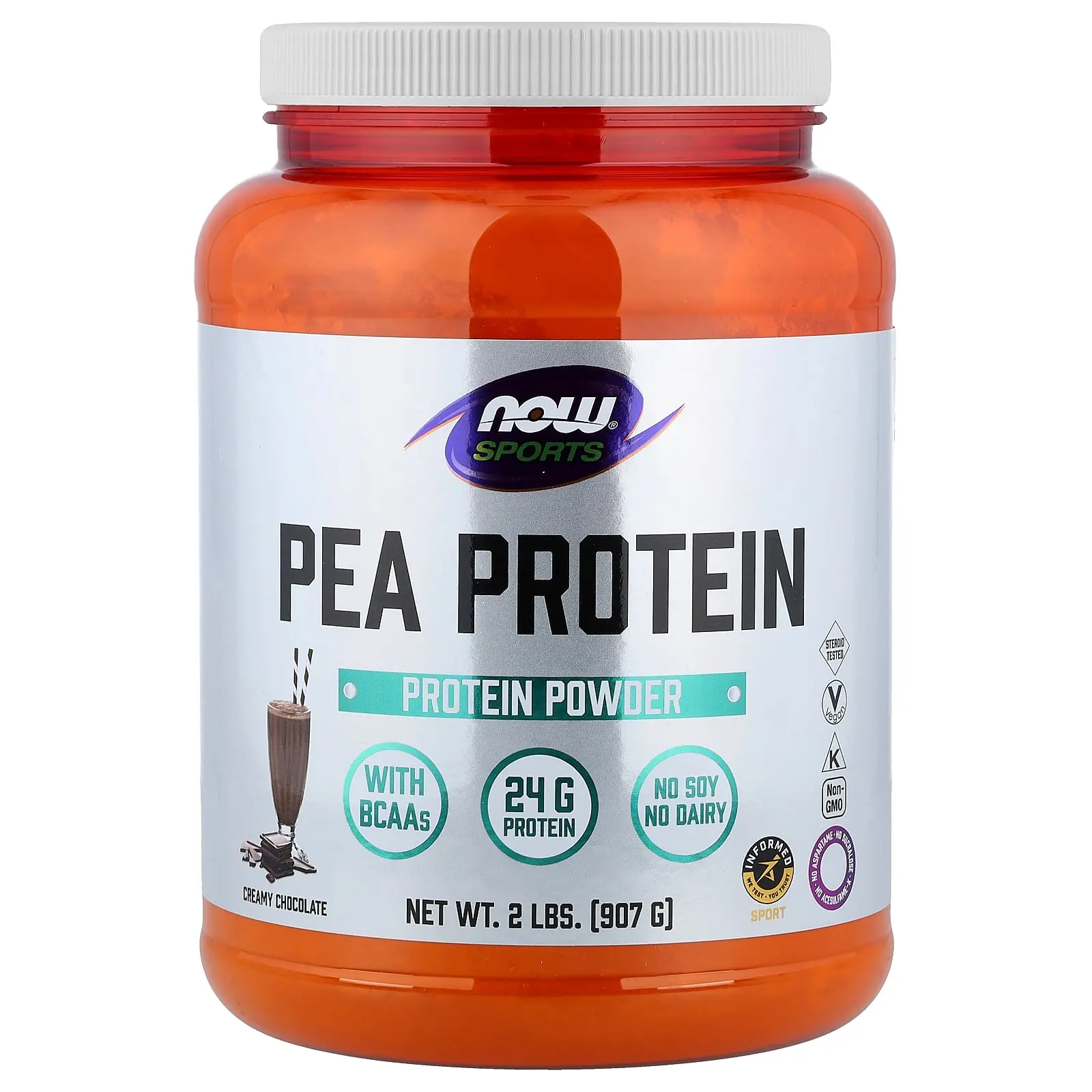 NOW Foods Sports, Pea Protein Powder, Creamy Chocolate, 2 lbs (907 g)