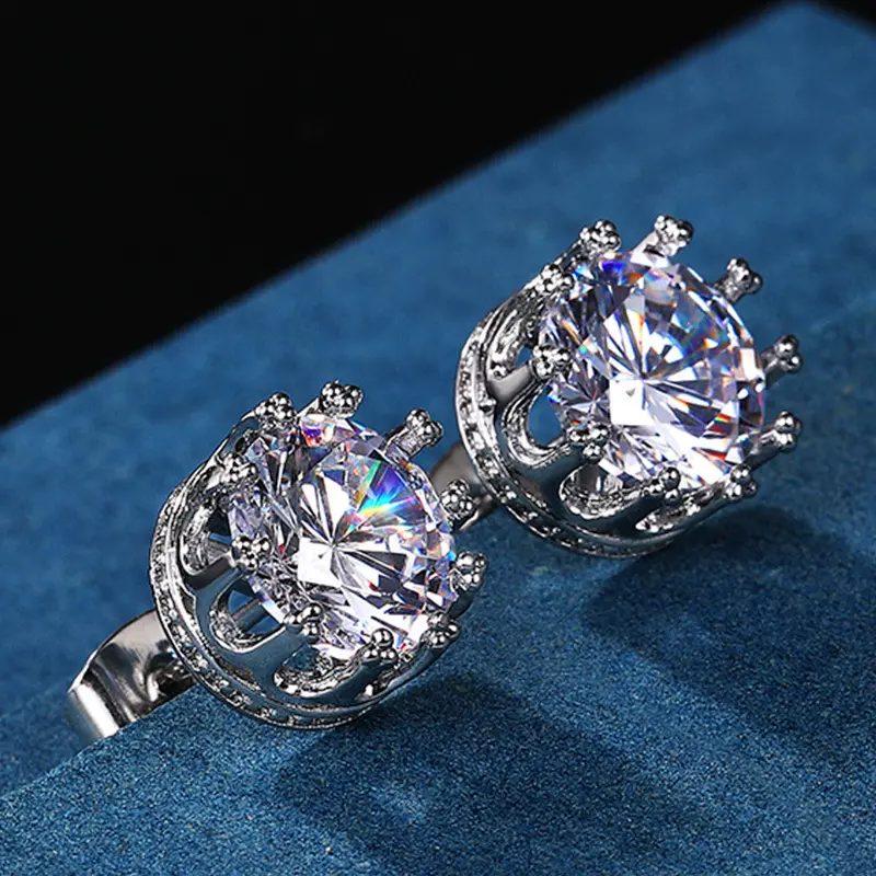 Shining Crown Gold-Tone 1CT D/VVS1 Moissanite Stud Earrings, S925 Silver 4-Prong Setting, Luxury Gift with Jewelry Box, Shining Earrings Formal Events Classic Look Elegant Design