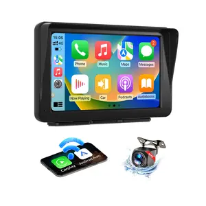 Portable Car Screen 7" HD Touchscreen Stereo with Wireless CarPlay Android Auto Backup Camera GPS Satellite Radio Easy Install for All Cars