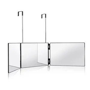 Threefold Folding Makeup Mirror LED Vanity Mirror Adjustable Extendable Hanging 3-Sided Decor for Bathroom