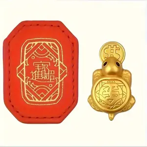 1Set Handmade Golden Sea Turtle Feng Shui Amulet - A Chinese Copper Alloy Wealth Charm, A Luxurious Gift For Women And A Daily Auspicious Home Decoration. A Beautiful Money Turtle Figurine, With Complex Chinese Patterns And Delicate Carvings.
