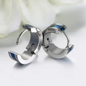 2Pcs Silver Stainless Steel Men's Hinged Hoop Snap on Earrings Roman Numerals