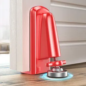 Door Jammer Stopper  Portable Security Lock For Travel/apartment/safety Self Defense/personal Protection Aluminum Alloy Anti-slip Lockdown Device (red)
