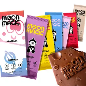 Moon Magic Discovery Pack Vegan Chocolate Bars, Chocolate with No Sugar Added, Low Sugar (1g), Low Calorie (130/140), Plant-Based, Keto, No Sugar Alcohols, Gluten-Free, Non Dairy, Pack of 6 Bars