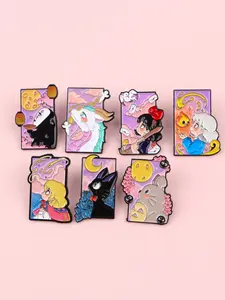 7pcs/Set Cartoon Character Brooch, Cute Style Badges for Daily Wear, Perfect Gift for Friends, All-Season Accessory
