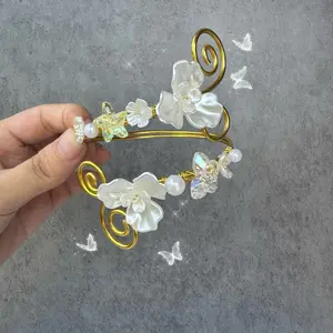 [NEW] Beaded Arm Cuff Bracelet – Handmade Boho Jewelry for Upper Arm, Flower, Butterfly Aesthetic 4