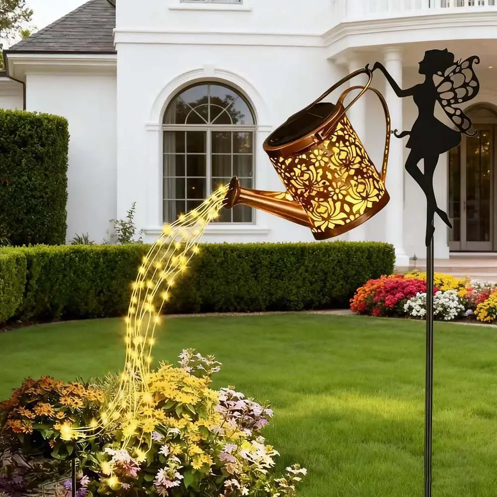 Solar Watering Can Fairy Decor with LED Light String, Waterproof Hanging Light Up Lantern, Outdoor Solar Garden Lamp for Patio Pathway Plant Decoration, Solar Garden Lamps