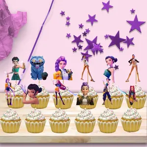 Cyber Girl Cupcake Toppers, 12pcs Cake Decorations, Cyberpunk Theme Party Supplies, Birthday Cake Toppers, Girls' Night Party Decor, Cake Decorating Supplies