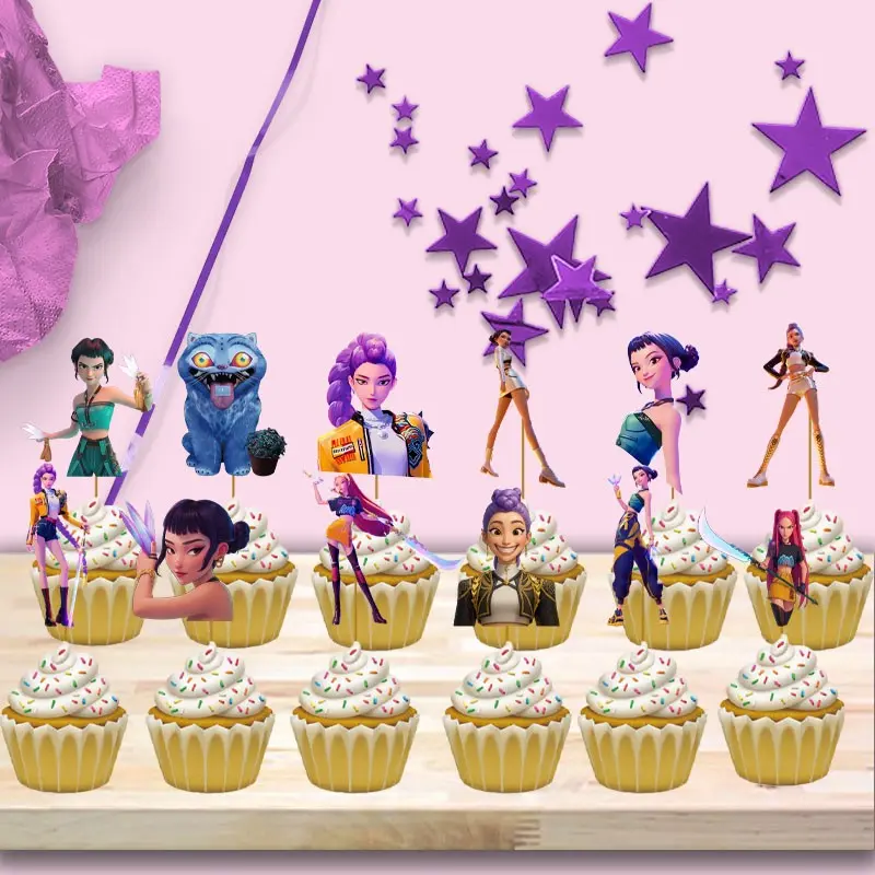 Cyber Girl Cupcake Toppers, 12pcs Cake Decorations, Cyberpunk Party Supplies, Birthday Cake Toppers, Girls' Night Party Decor, Ornaments, Cake Decorating