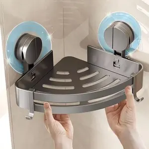 No Drilling Heavy Duty Shower Cage with Hooks, Bathroom Wall Mounted Basket Organizer, Easily Removable Rust-Proof Stainless Steel Shower Cage suction  cup bathroom  accessories