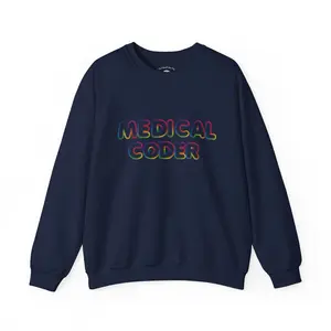 Medical Coder Multicolor Neon Outline Sweatshirt Crewneck Fabric