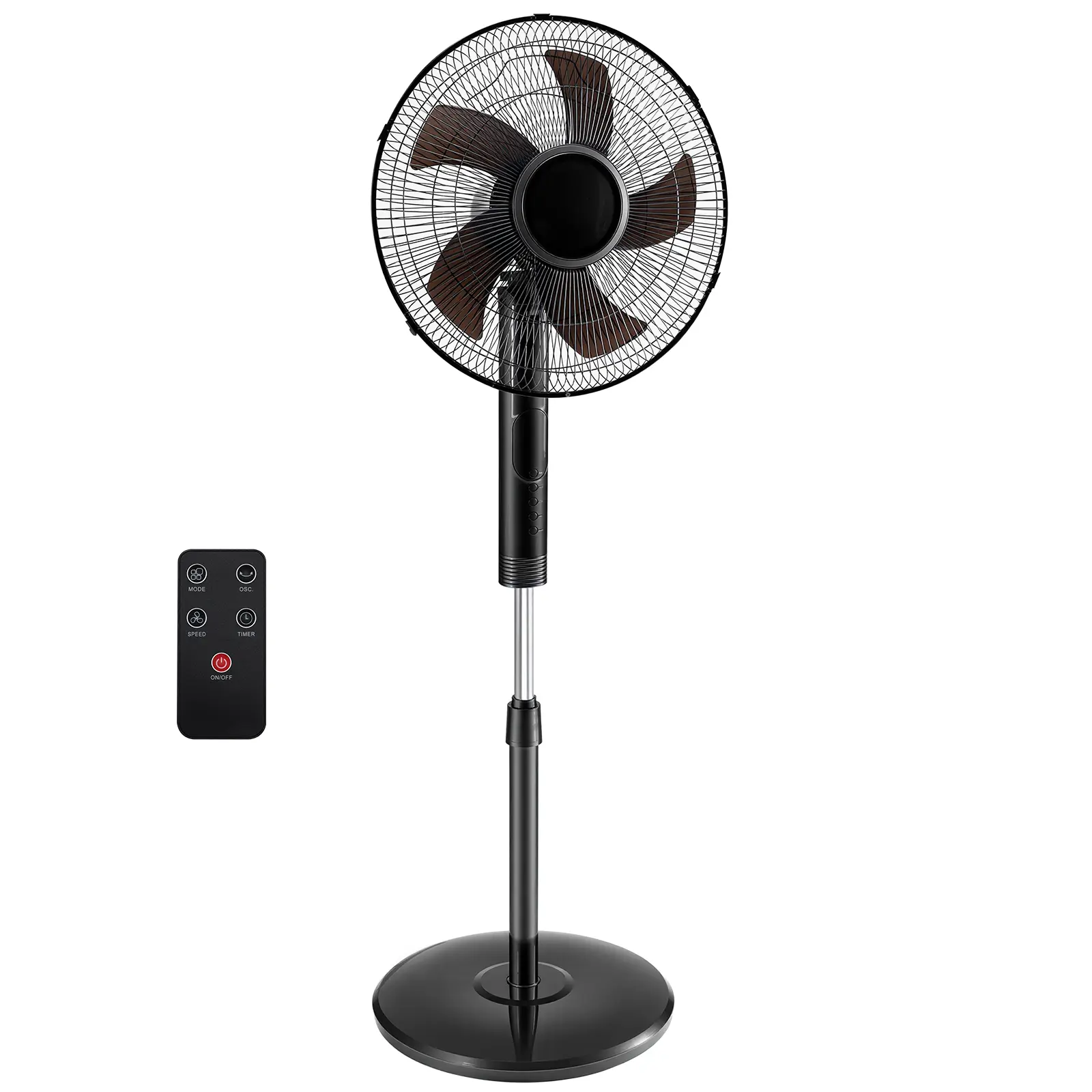 Pedestal Fan with Remote for Bedroom, Living Room, Office, Adjustable Height, 3 Speeds, 3 Modes, Timer, Tilt Head