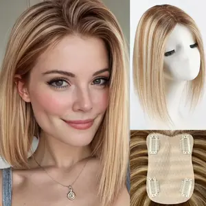 Yetta Hair Human Hair Toppers for Women, 14 Inch Realistic Silk Scalp Base, Breathable Invisible Hairpiece for Thinning Hair & Gray Hair