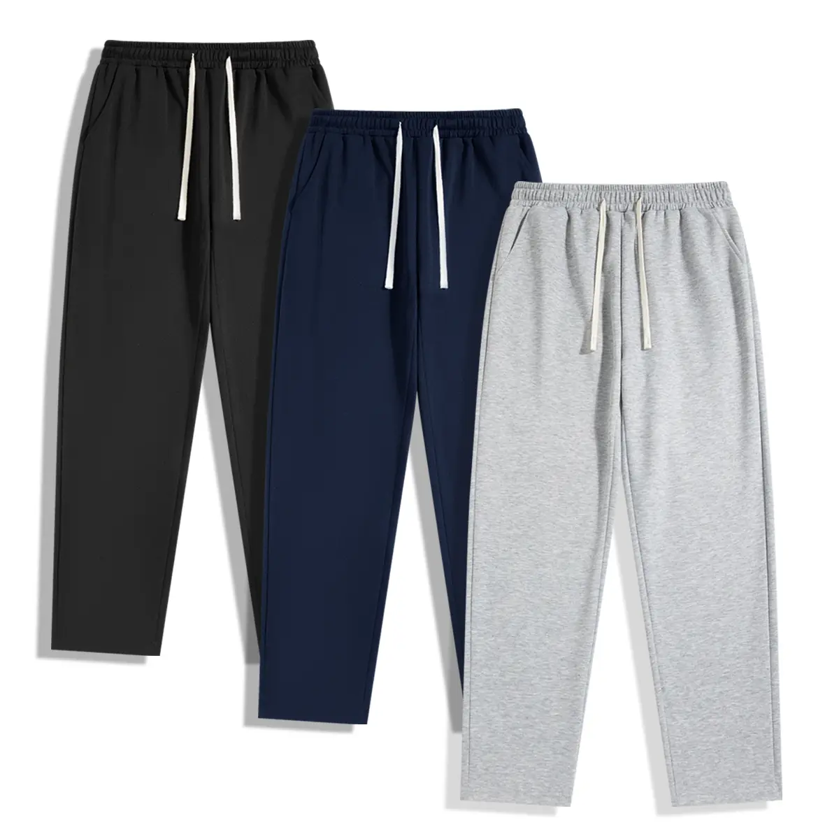 3-piece Set Suitable for All Seasons Men's Solid Color Drawstring Hanging Pants Gray Fashionable Casual Versatile Comfortable Loose Pants Street Style Men's Large Clothing Gray Fashionable Composite Soft Fabric Plain Pants  Menswear Trouser fall outfits S