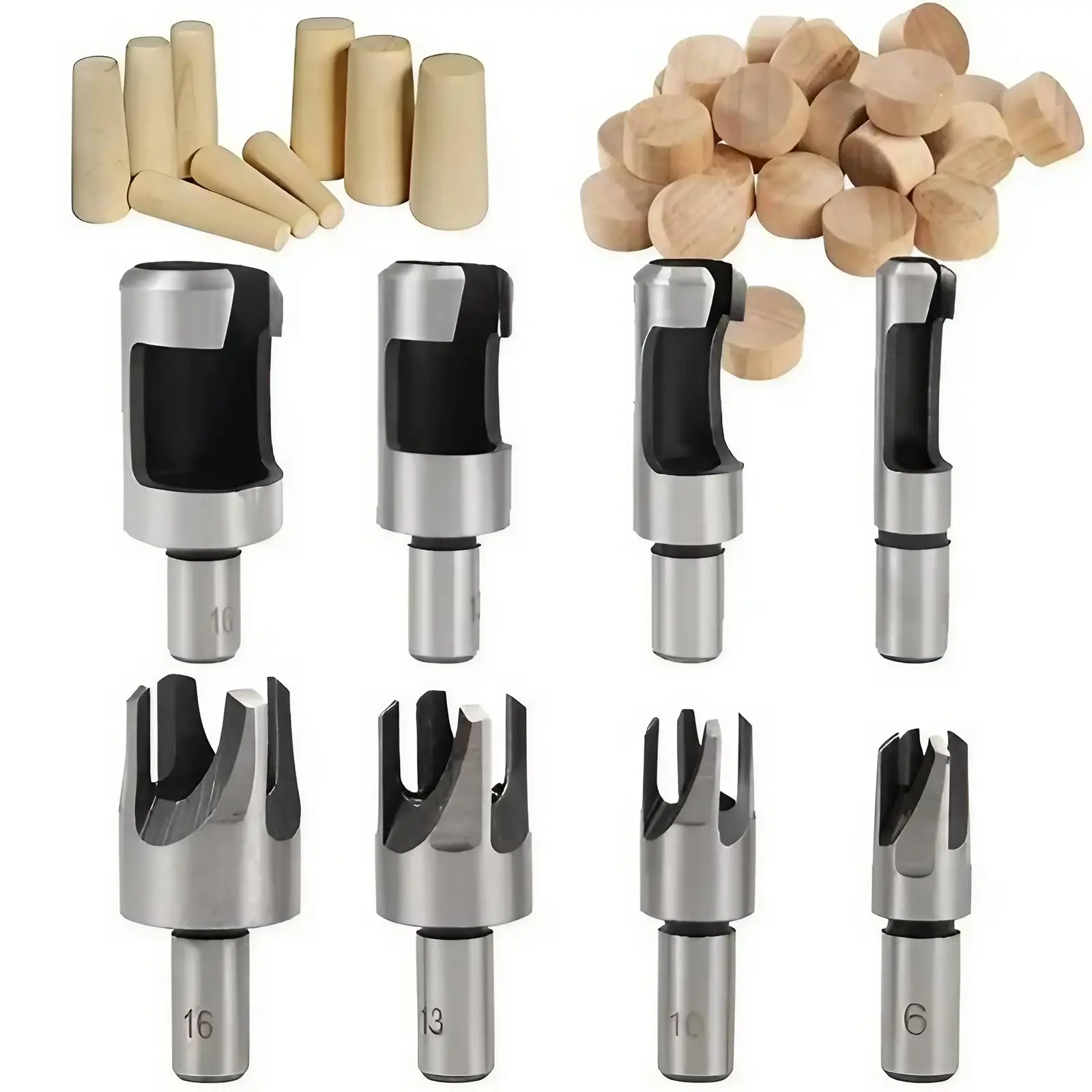 Wood Auger Drill Bit Set, Wood Plug Cutters Set, Straight & Cone Type Woodworking Drill Bit Set, Power Tool Accessories for Woodworking & DIY, Drill Attachment, Drill Bit Kit, Cutting