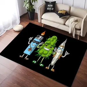 Cartoon Weed Pattern Carpet, 1 Count Creative Rectangle Mat, Decorative Floor Mat for Home Living Room Bedroom, Home Decor