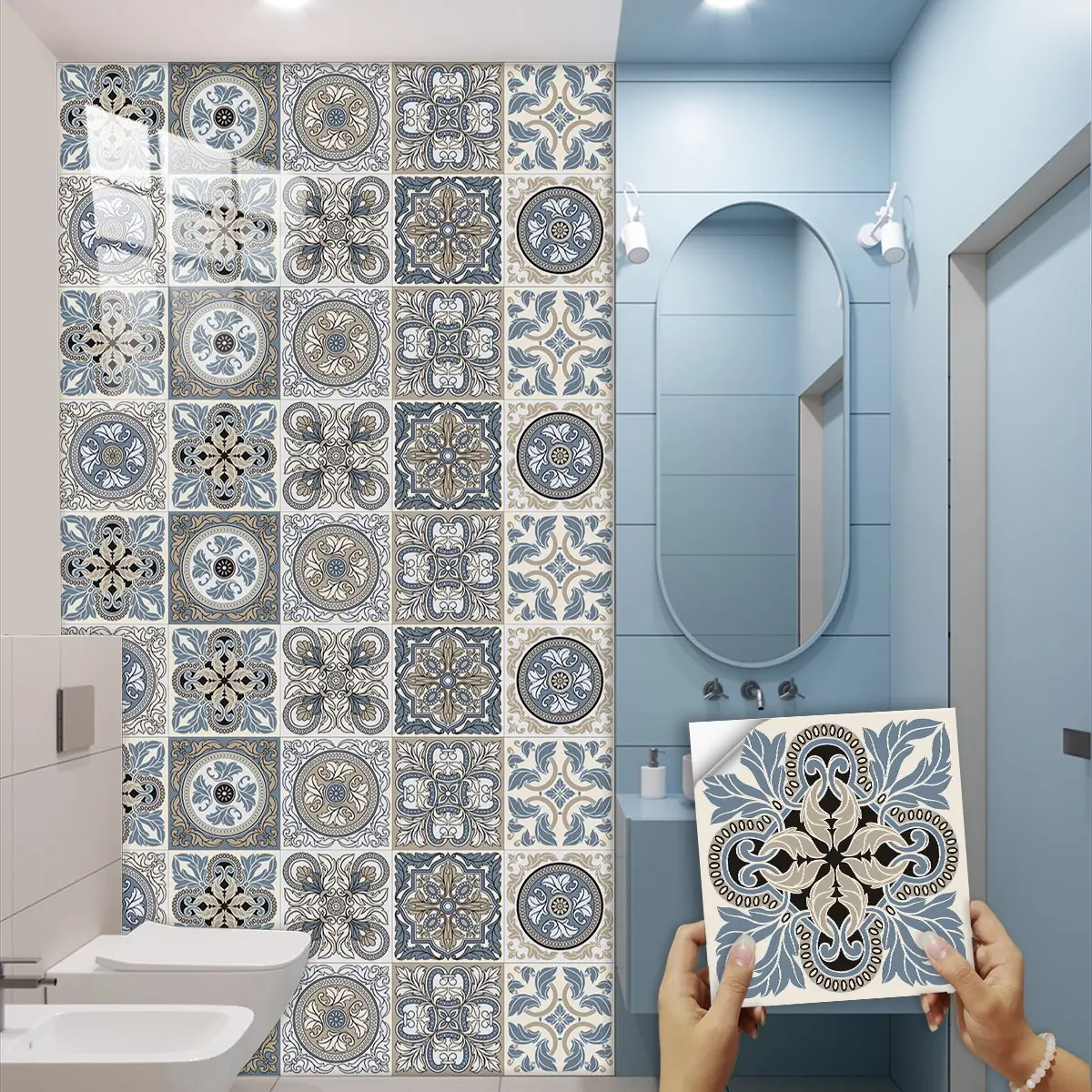 10 Piece Self-Adhesive Vinyl Wall Stickers, French Vintage Brick Mediterranean Luxury Style, Waterproof Oilproof Easy Cut No Residue, Vinyl Decal, Decor, Decoration