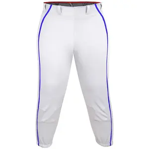 Knicker/Yoga Style Softball Pants For Girls (White/Royal Blue)