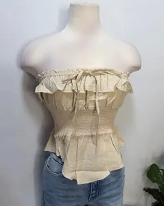 Adriana Smocked Tube Top (Stone)