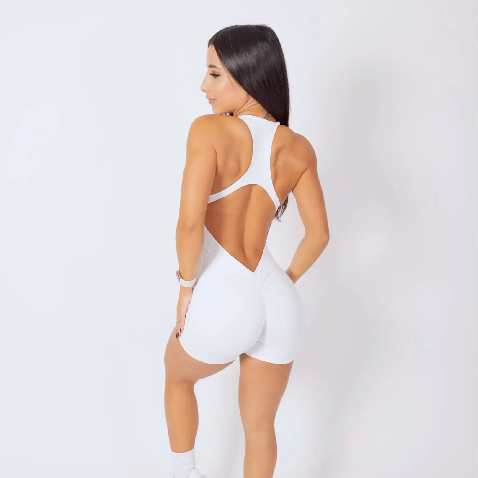 White Zip Romper