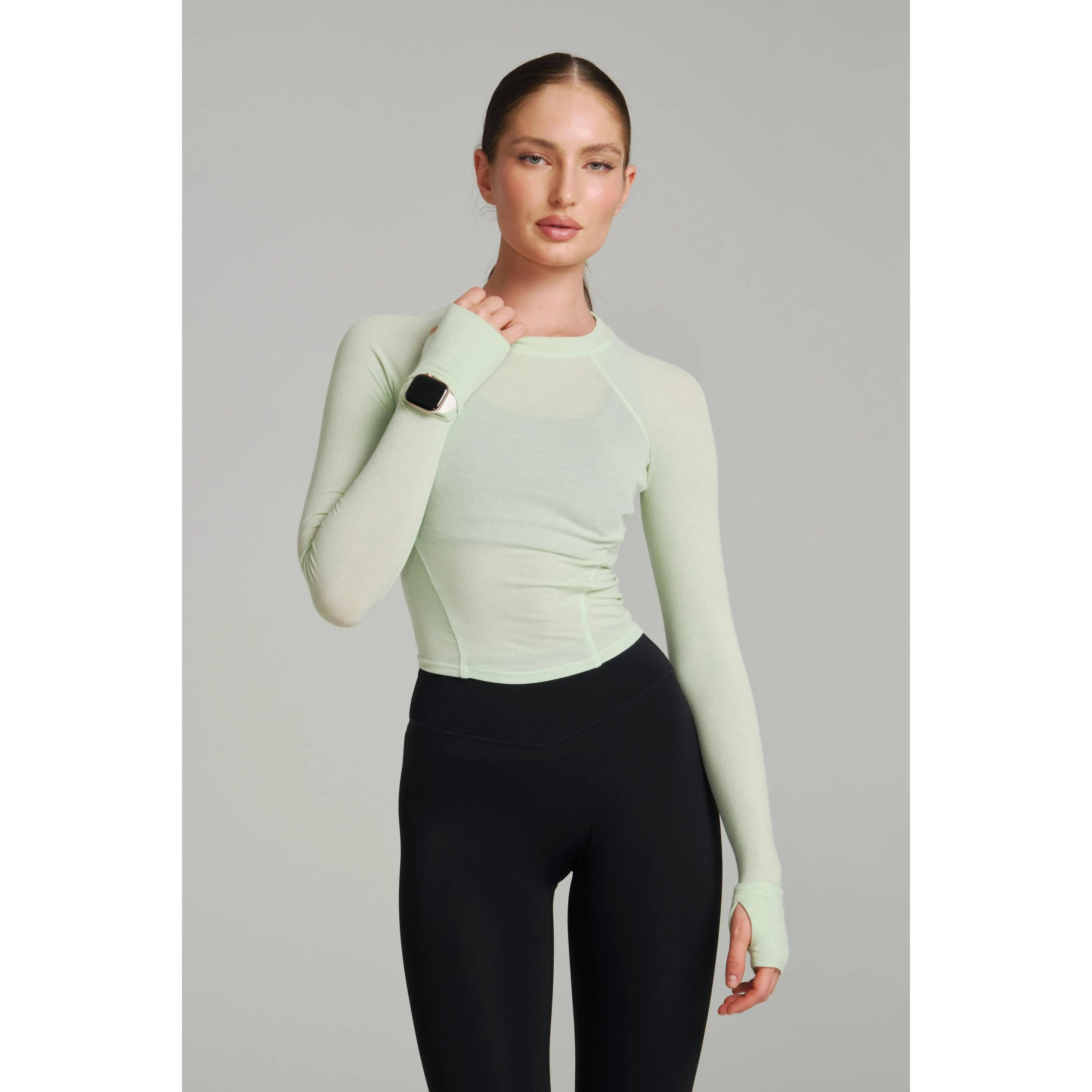 Base Layer Long Sleeve Waist Top - Honeydew