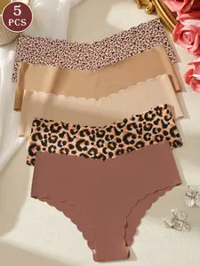 5-Pack Women's Underwear, Multi-Color, Print, Sport Seamless, Bare Feeling, Sexy Comfortable Bikini Panties